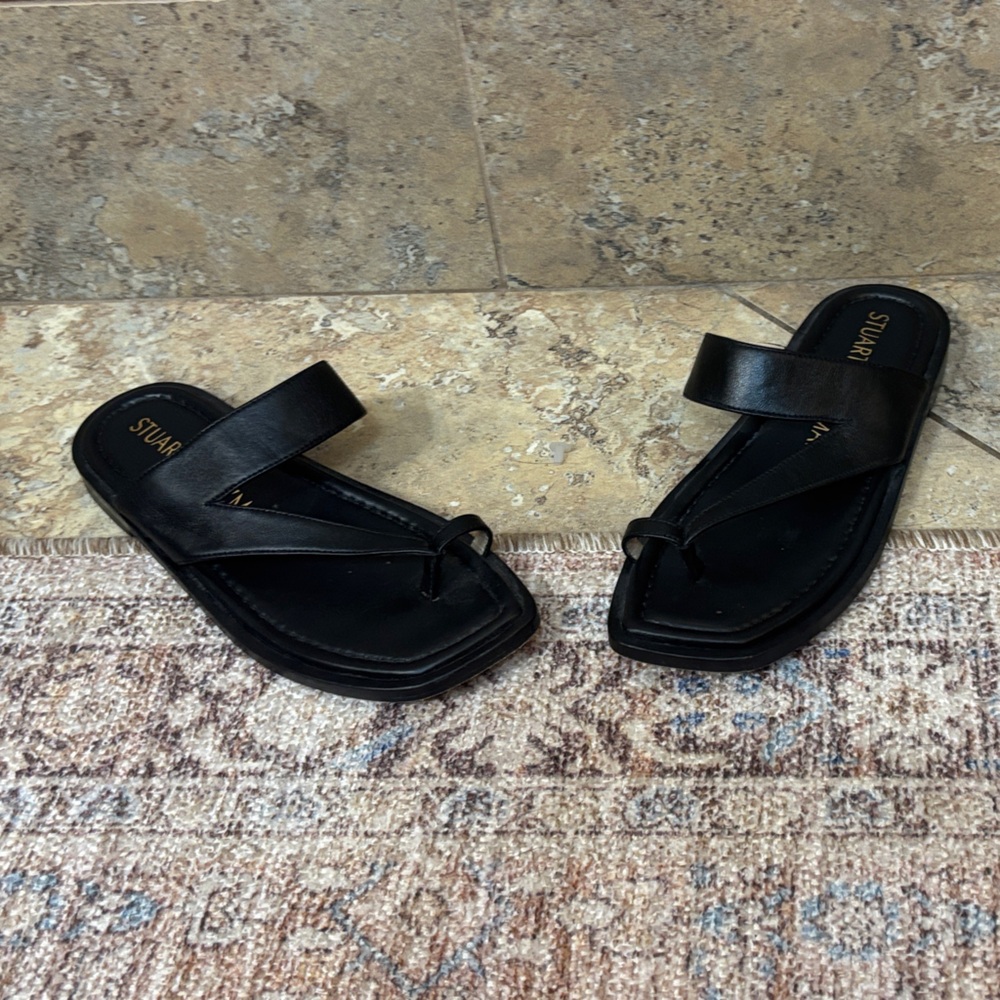 Stuart Weitzman Black Leather Sandals